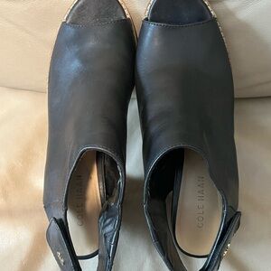 Cole Haan open-toe leather bootie black